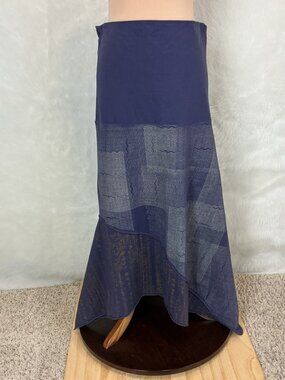 Blue Fish Purple Mixed Geometric Print Slanted Midi Skirt Blue Fish Size 1